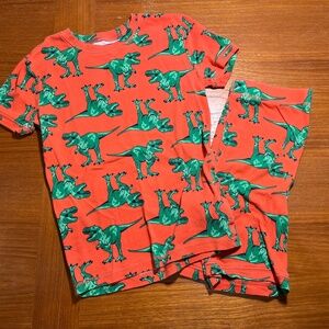 Gap Kids Dinosaur Short Sleeve & Shorts Pajama Set Orange Green 12